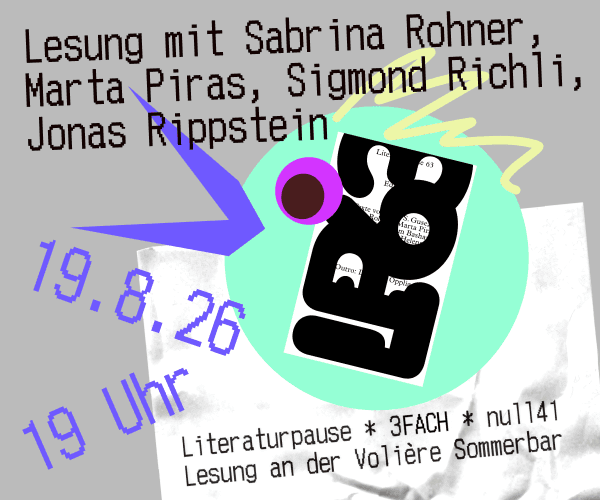 Banner: Literaturpause an der Volière (25.6.-19.8.)
